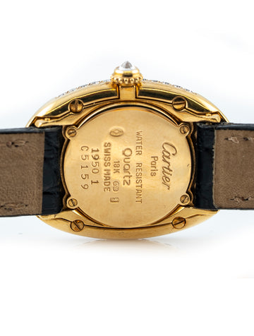 Cartier Baignoire 1920 23mm 18k Yellow Gold Black Gator Cartier Deployment Strap 18k Buckle WB500731