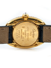 Cartier Baignoire 1920 23mm 18k Yellow Gold Black Gator Cartier Deployment Strap 18k Buckle WB500731