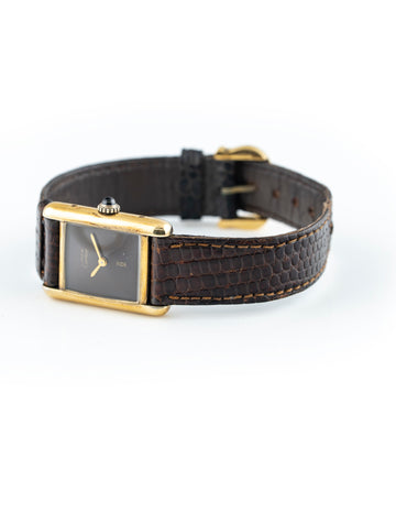 Cartier Tank Must De Cartier Gold Plated 20.4mm Wood Grain Spider'd Dial