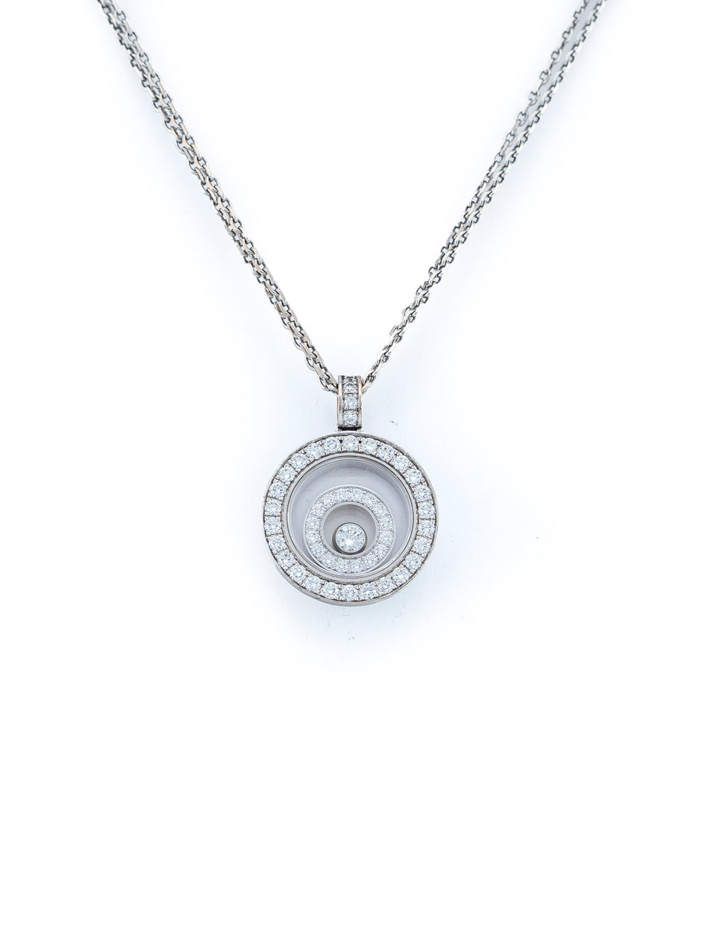 Chopard Happy Spirit Diamond Pendant & 16.5" Chain 18k White Gold