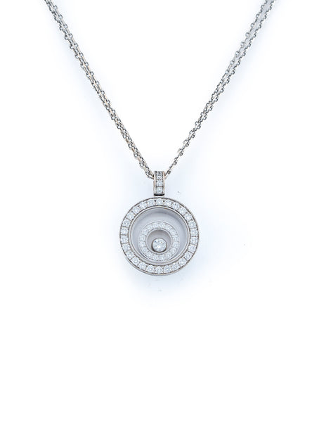 Chopard Happy Spirit Diamond Pendant & 16.5" Chain 18k White Gold