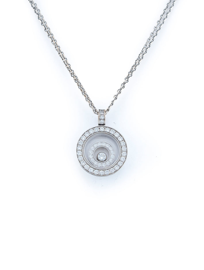 Chopard Happy Spirit Diamond Pendant & 16.5" Chain 18k White Gold