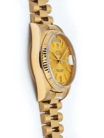 Rolex Day-Date 36mm 18k Yellow Gold President Champagne Dial Ref 18038