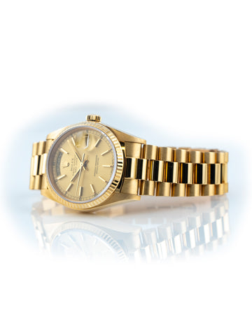 Rolex Day-Date 36mm 18k Yellow Gold President Champagne Dial Ref 18038
