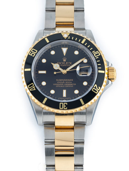 Rolex Submariner 40mm Steel & 18K Yellow Gold Ceramic Bezel Black Dial - Ref 16613LN