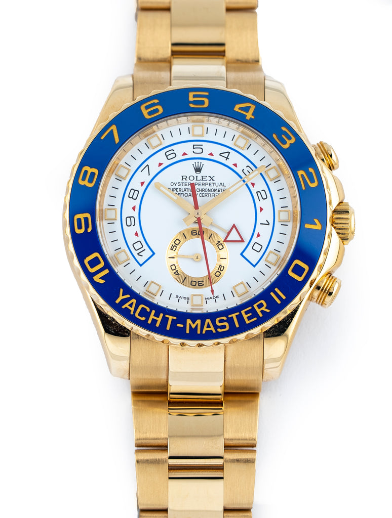 Rolex Yachtmaster II 44mm 18k Yellow Gold Blue Ceramic Bezel Ref