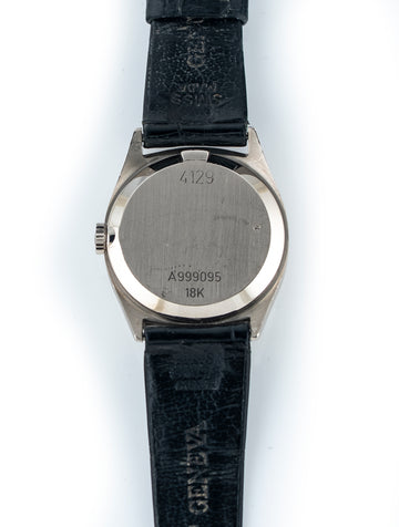Rolex Cellini 24mm 18k White Gold Silver Dial Black Rolex Gator Strap Ref# 4129