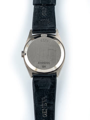 Rolex Cellini 24mm 18k White Gold Silver Dial Black Rolex Gator Strap Ref# 4129