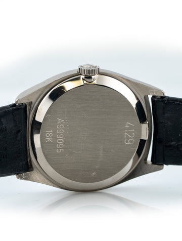 Rolex Cellini 24mm 18k White Gold Silver Dial Black Rolex Gator Strap Ref# 4129