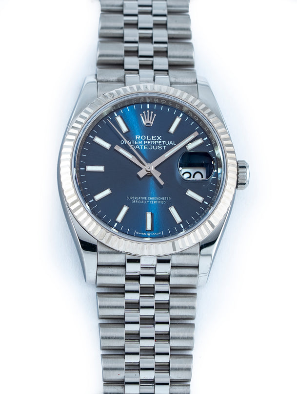 Rolex Datejust 36mm Stainless Steel Blue Dial Jubilee 126234 - Full Set June 2020