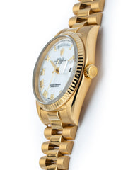 Rolex Day-Date 36mm 18k Yellow Gold President White Roman Dial Ref 18238