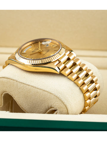 Rolex Day-Date 40mm 18k Yellow Gold President Champagne Roman Dial Ref 228238 - Full Set July 2017