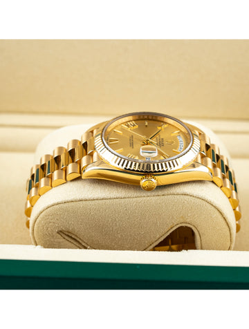 Rolex Day-Date 40mm 18k Yellow Gold President Champagne Roman Dial Ref 228238 - Full Set July 2017