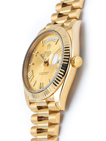 Rolex Day-Date 40mm 18k Yellow Gold President Champagne Roman Dial Ref 228238 - Full Set July 2017