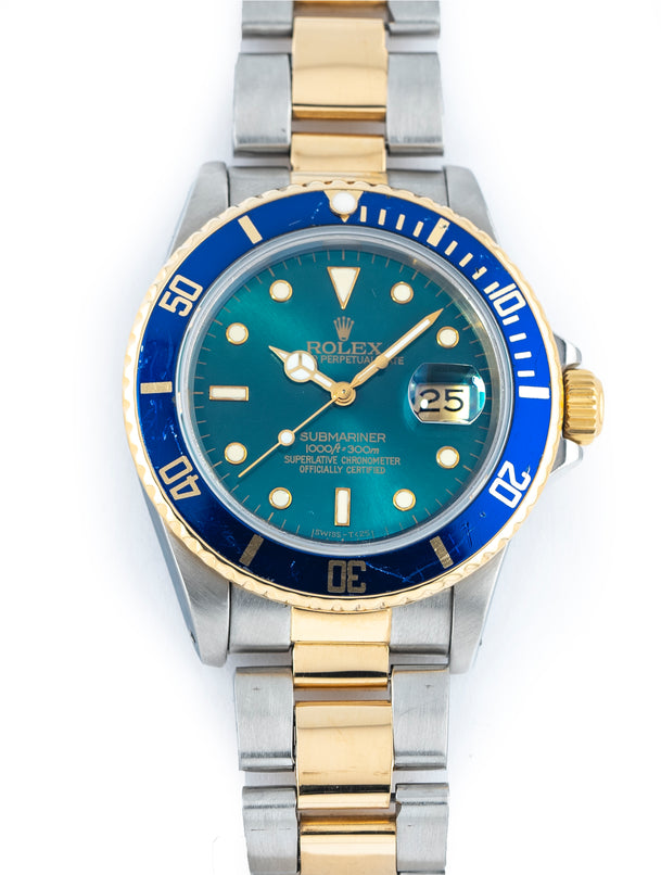 Rolex Submariner 40mm Steel & 18K Yellow Gold Tropical Bluesy Dial Ref 16803