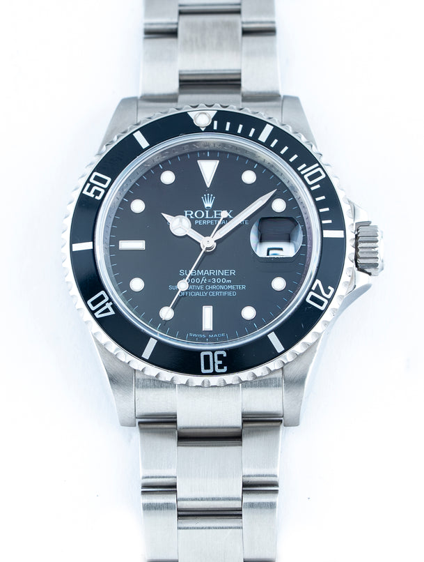 Rolex Submariner Date 40mm Stainless Steel Black Dial 16610 - Full Set Oct 2008