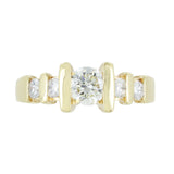 LADIES 14KT GOLD SOLITAIRE DIAMOND CHANNEL SETTING RING SIZE 7.5