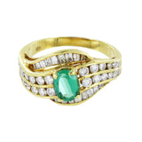 18KT GOLD  DIAMONDS & EMERALD RING