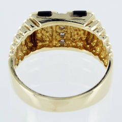 GENTS 14KT GOLD DIAMOND AND ONXY RING SIZE 9.5