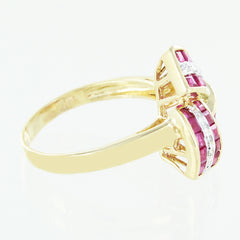 LADIES 14 KT RUBY & DIAMOND COCKTAIL RING SIZE 6