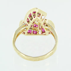 LADIES 14 KT RUBY & DIAMOND COCKTAIL RING SIZE 6