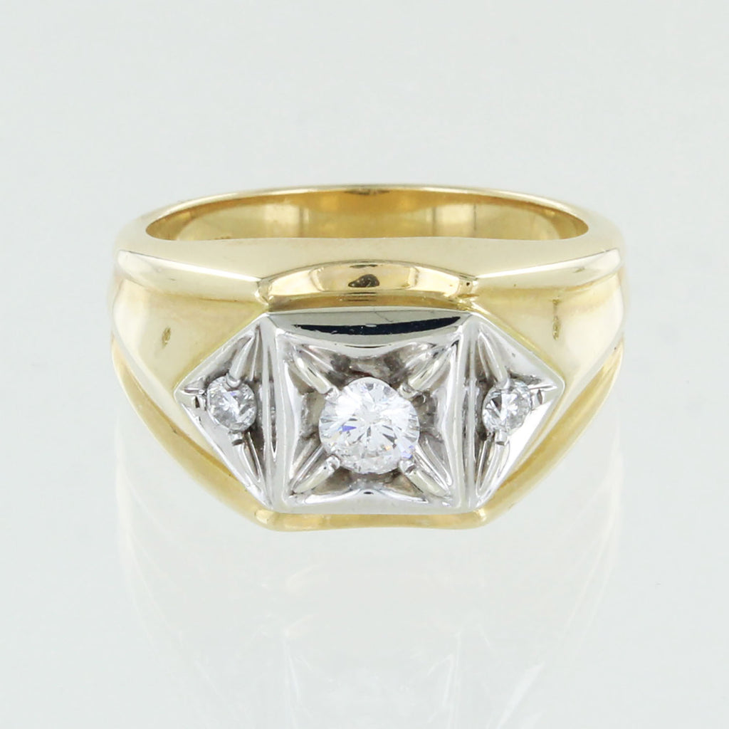 MENS 14KT COCKTAIL DIAMOND RING SIZE 10