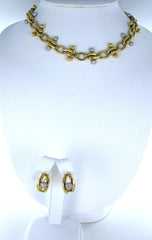 TIFFANY & CO 18K YELLOW GOLD PLATINUM DIAMOND JEWELRY SET NECKLACE & EARRINGS