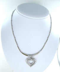 14K WHITE GOLD PAVE DIAMOND HEART NECKLACE 1.50 CTW