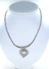 14K WHITE GOLD PAVE DIAMOND HEART NECKLACE 1.50 CTW