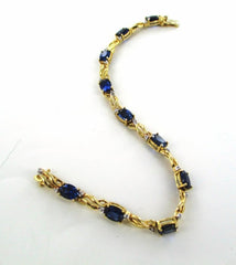 14KT SOLID YELLOW GOLD 20 DIAMOND SYNTHETIC SAPPHIRE BLUE 7