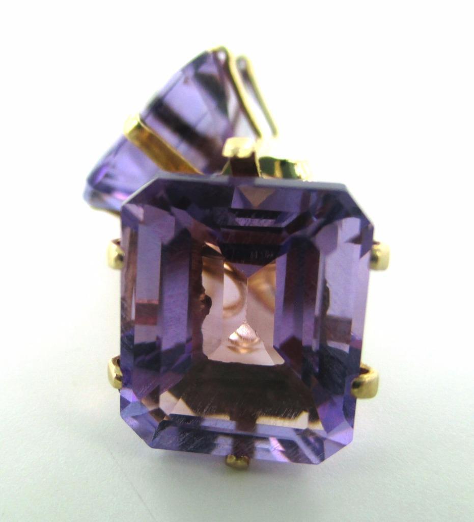 10KT SOLID YELLOW GOLD PURPLE STONE SQUARE DESIGN BUTTERFLY FASTENING EARRINGS