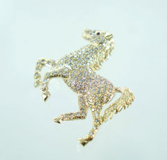 14KT YELLOW GOLD DIAMOND HORSE RUBY EYE SLIDE PENDANT 5.0 ATW
