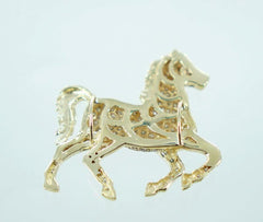 14KT YELLOW GOLD DIAMOND HORSE RUBY EYE SLIDE PENDANT 5.0 ATW