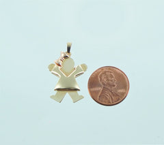 14KT 2-TONE LITTLE GIRL WITH PINK BOW PENDANT