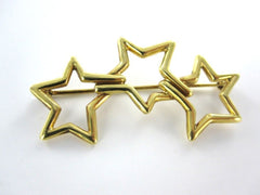 TIFFANY & CO 18KT YELLOW GOLD VINTAGE 1986 PIN BROOCH THREE STARS