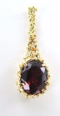 10K SOLID YELLOW GOLD PENDANT NUGGET RED STONE PENDANT DROP FINE JEWELRY
