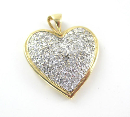 14KT YELLOW GOLD PAVE DIAMOND HEART PENDANT