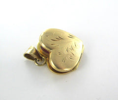 14KT SOLID YELLOW GOLD HEART LOCKET PENDANT FOR PHOTOS