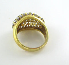 18KT YELLOW GOLD DIAMOND RING 2.50 CARAT DOMED CLUSTER WEDDING BAND AKD SZ 7