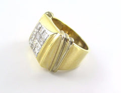 14KT YELLOW GOLD DIAMOND CLUSTER RING PRINCESS CUT 1.50 ATW