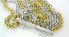 18KT YELLOW & WHITE GOLD STRAND CHAIN LINK BRACELET TWO TONE