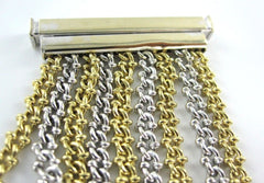 18KT YELLOW & WHITE GOLD STRAND CHAIN LINK BRACELET TWO TONE