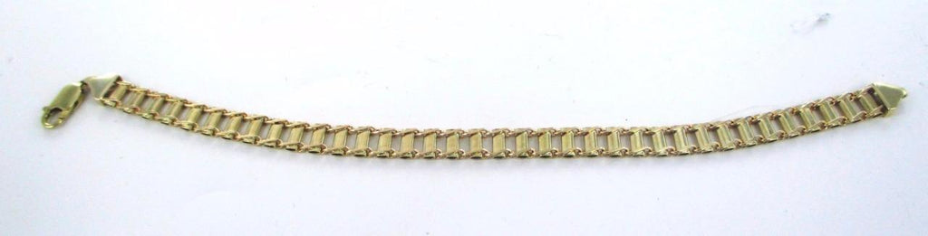 10KT SOLID YELLOW GOLD 8.5" OPEN BAR CHAIN LINK BRACELET