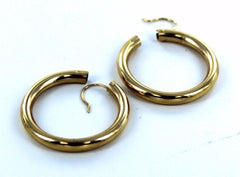 14KT YELLOW GOLD POLISHED HOLLOW HOOP EARRINGS