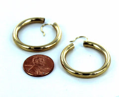 14KT YELLOW GOLD POLISHED HOLLOW HOOP EARRINGS