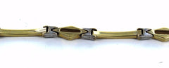 14KT SOLID YELLOW & WHITE GOLD TWO TONE DIAMOND SHAPED LINK 7