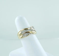 WOMANS 14KT YELLOW GOLD DIAMOND DOUBLE ROWS WEDDING BAND SIZE-7 015243001