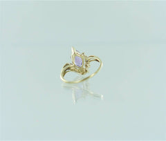 10 KT YELLOW GOLD DIAMOND & AMETHYST DESIGN RING .5 ATW SIZE-10 014660203