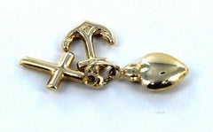 10KT YELLOW GOLD HEART ANCHOR CROSS CHARM PENDANT