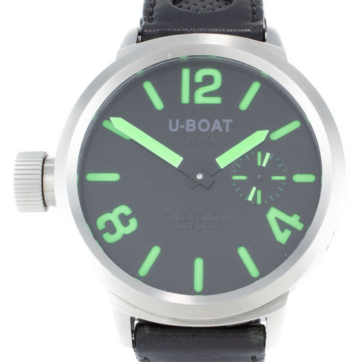 U-BOAT U-6497 STAINLESS STEEL WATCH LEATHER BAND 50mm